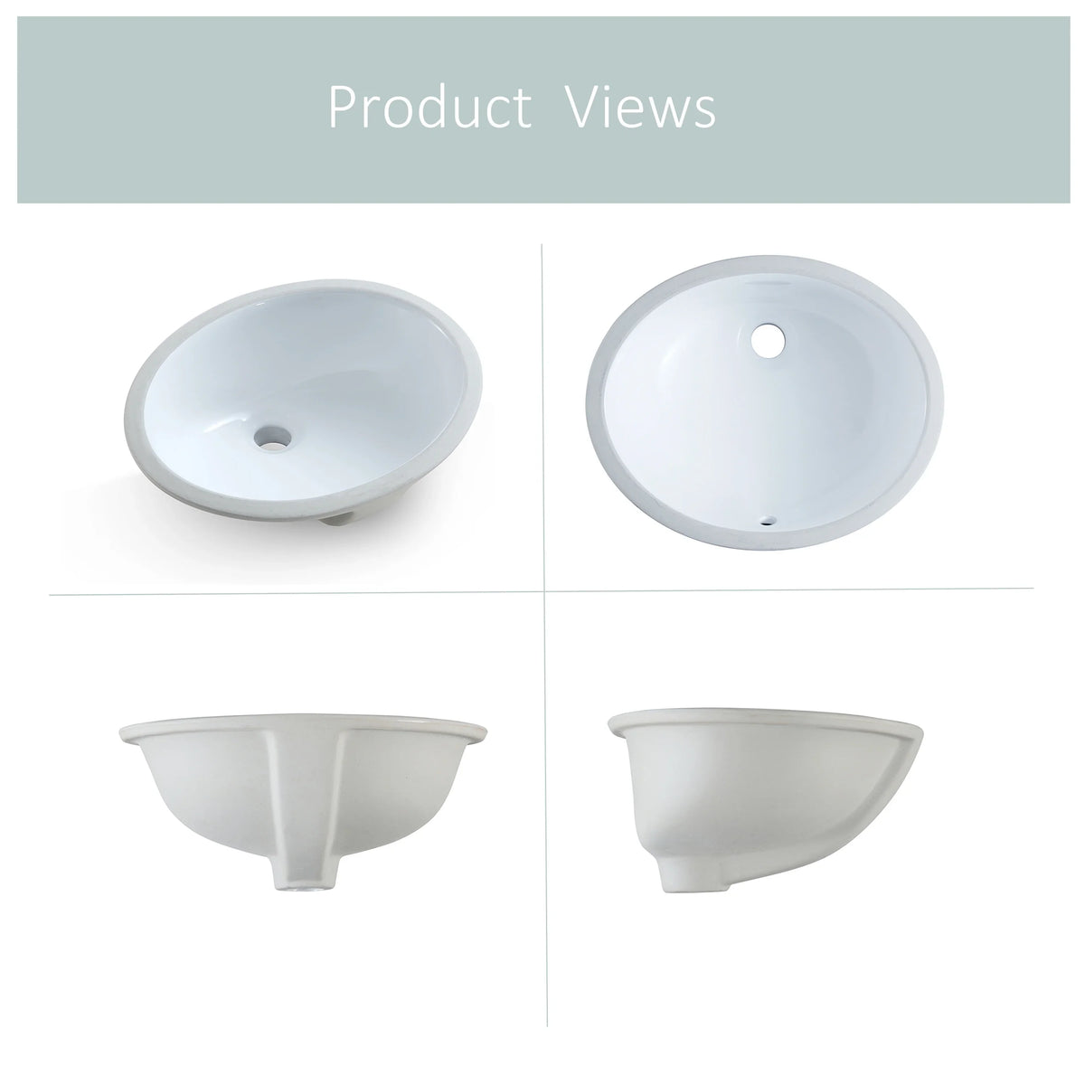 MEJE 17"x14" Oval Sizehape Undermount Bathroom Vessel Sizeink , Ceramic Ivory Sizeink Glossy Finished