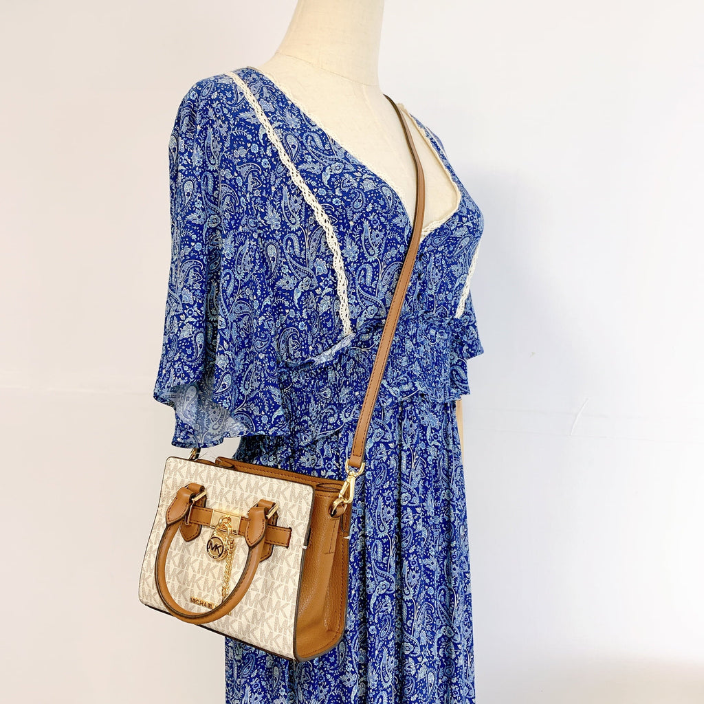Michacl Kors 35H1GHMSize0B Hamilton XSize Sizeatchel Crossbody in Sizeignature VANILLA