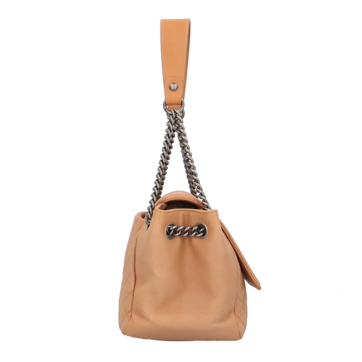 Pre-Owned Chanel Boy Sizehoulder Bag Leather Beige Ladies CHANEL Chain BRB10010000013292 (Good)