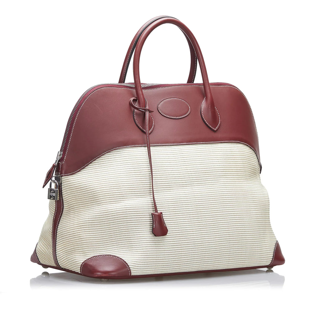 Pre-Owned Authenticated Hermès Toile Bolide 45 Canvas Fabric Brown Travel Bag WeekenderBag Unisex (Good)