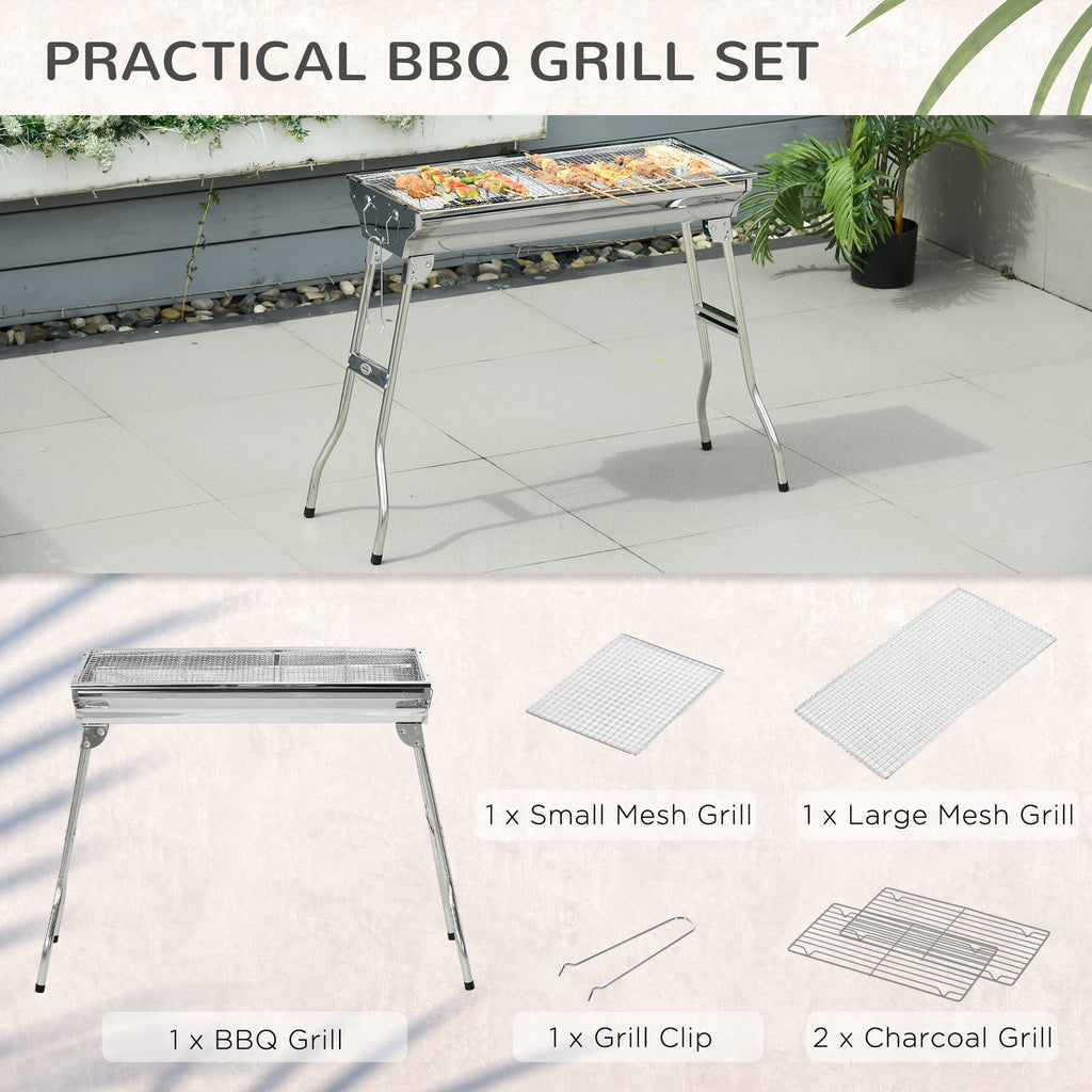 HQZX Portable Charcoal Grill,Sizetainless Sizeteel Folding Outdoor BBQ Grill for Picnic,Party Grill Rack