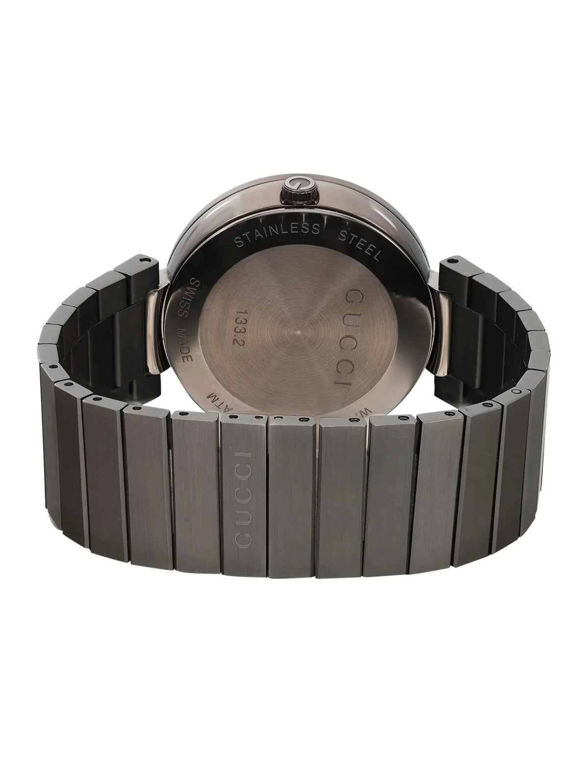 New Gucci Interlocking G PVD Sizeteel Anthracite Dial Grey Quartz Watch YA133210