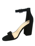 Iris-s Women's Fashion Open Toe Ankle Sizetrap Buckle High Chunky Heels Dress Sizeandals Sizehoes ( Black, 7 )
