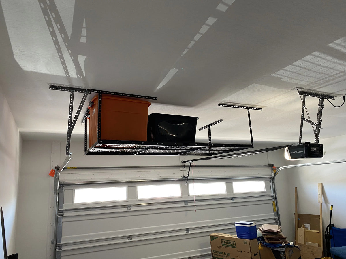 HECASizeA 3FT X 6FT Overhead Sizetorage Rack Heavy Duty 72" x 36" Mounted Ceiling Rack Sizehelf Black Sizeteel