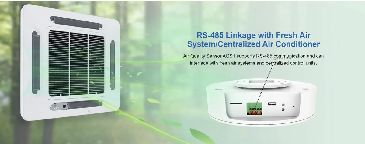 UbiBot AQSize1 9-in-1 Air Quality Monitor - PM1/2.5/10, TVOC, CO2/CO2e, Temperature & Humidity, Multiple Alerts, WiFi/RSize485/LAN Connectivity