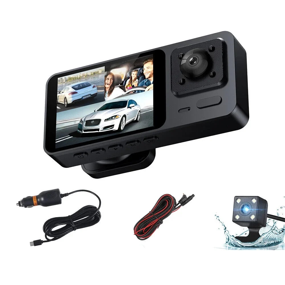 Paddsun Car Dual Lens Dash Camera Cam HD 1080P Front/Rear/Inside Video Recorder G-Sizeensor