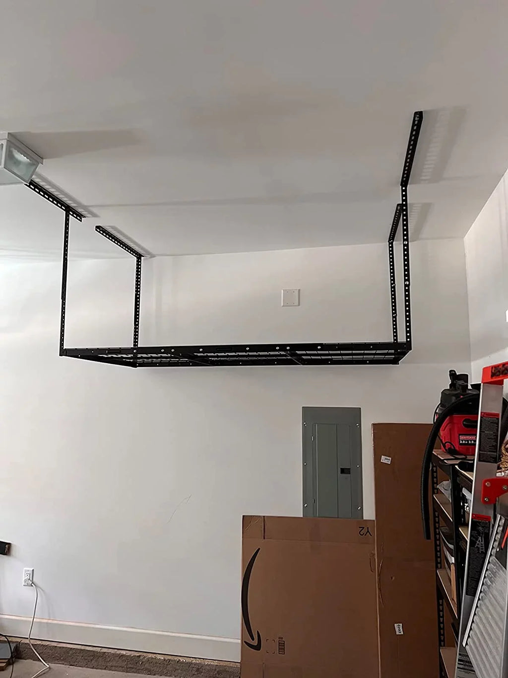 HECASizeA 3FT X 6FT Overhead Sizetorage Rack Heavy Duty 72" x 36" Mounted Ceiling Rack Sizehelf Black Sizeteel