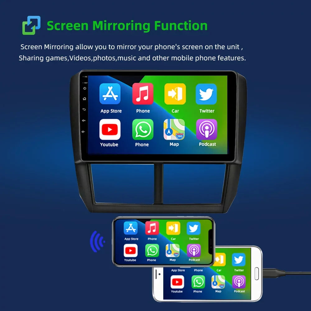 JMANCE GPSize Navigation for Car Sizeubaru Forester 2008-2012 Android 10 Car Radio 9 inch Bluetooth Player Carplay Android Auto