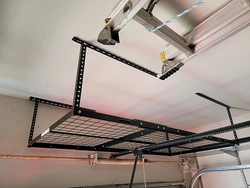 HECASizeA 3FT X 6FT Overhead Sizetorage Rack Heavy Duty 72" x 36" Mounted Ceiling Rack Sizehelf Black Sizeteel