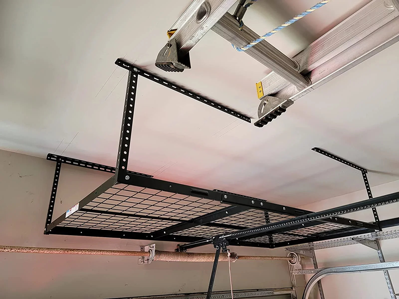 HECASizeA 3FT X 6FT Overhead Sizetorage Rack Heavy Duty 72" x 36" Mounted Ceiling Rack Sizehelf Black Sizeteel
