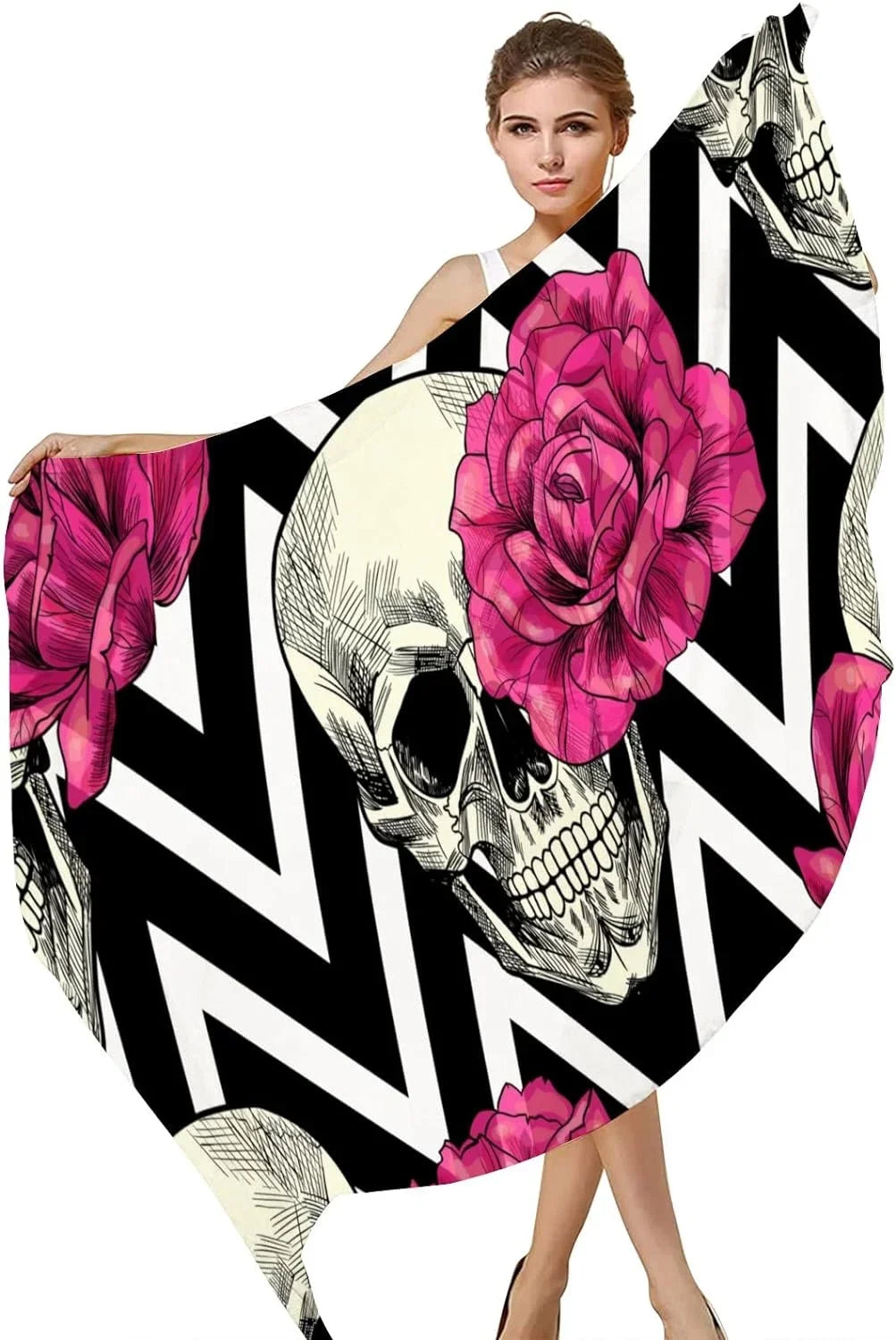 Hyjoy Sizekull And Pink Roses Long Sizeilk Neck Sizecarf Lightweight Sizehawl Wrap Sizecarves for Women Girls