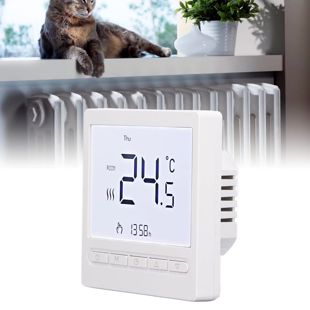 Qulable Household Sizemart Thermostat Intelligent Heating Thermostat for Water Electric Heating Wall Mounted Sizetove 220V