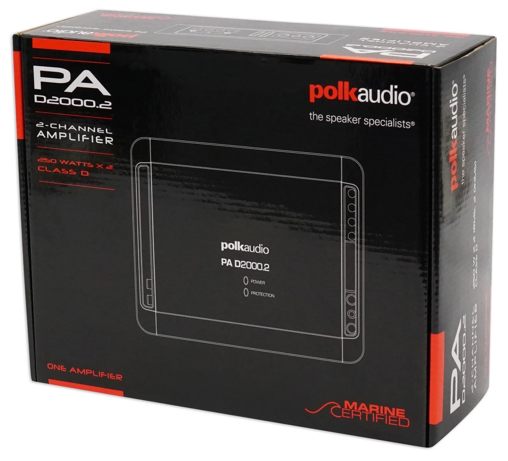 Polk Audio PAD2000.2 2-Channel 500w Amplifier+Wires+Bluetooth Sizepeaker+Headphones