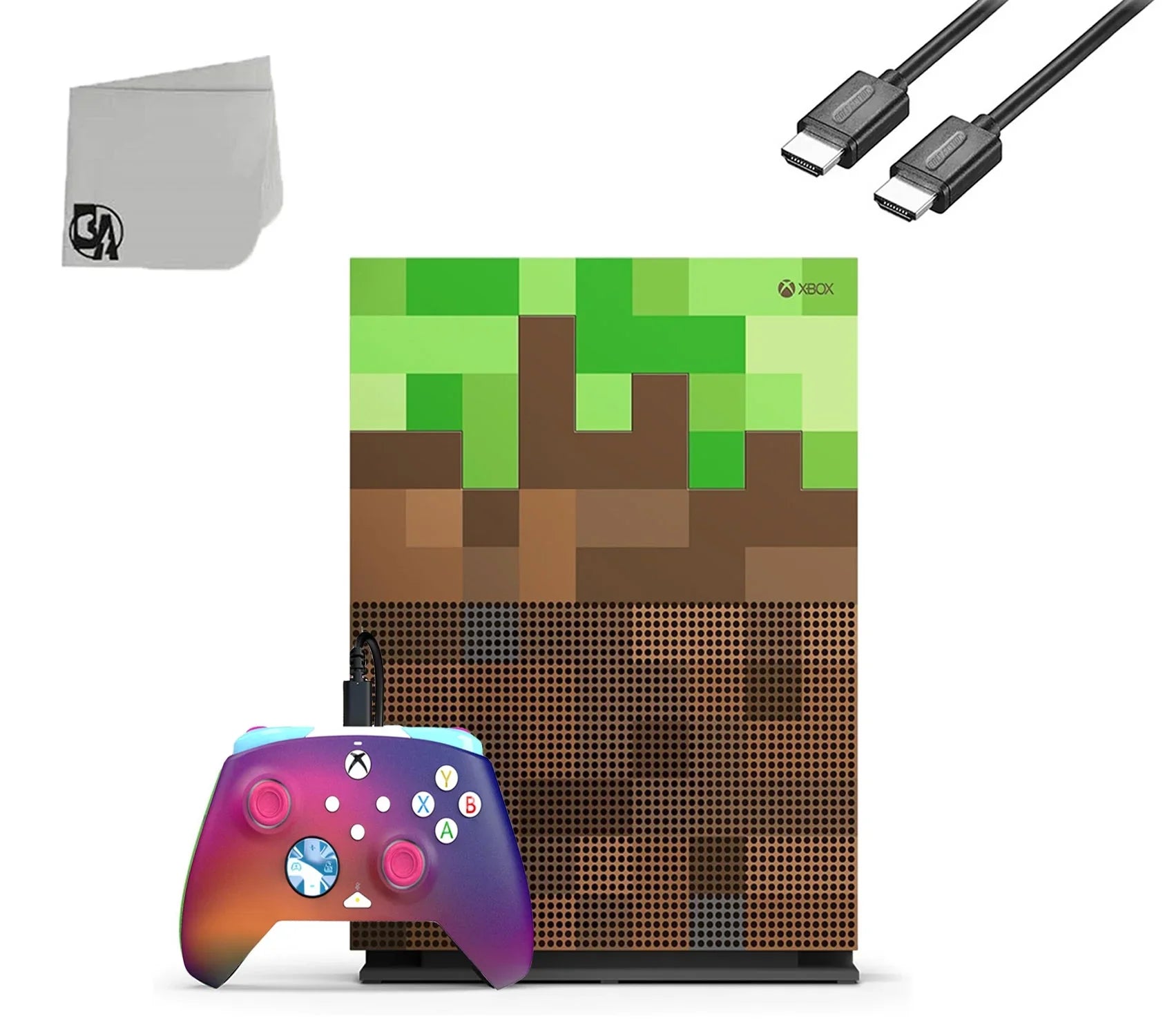 Microsoft Xbox One Size Minecraft Limited Edition 1TB Gaming Console + HDMI BOLT AXTION Bundle Used