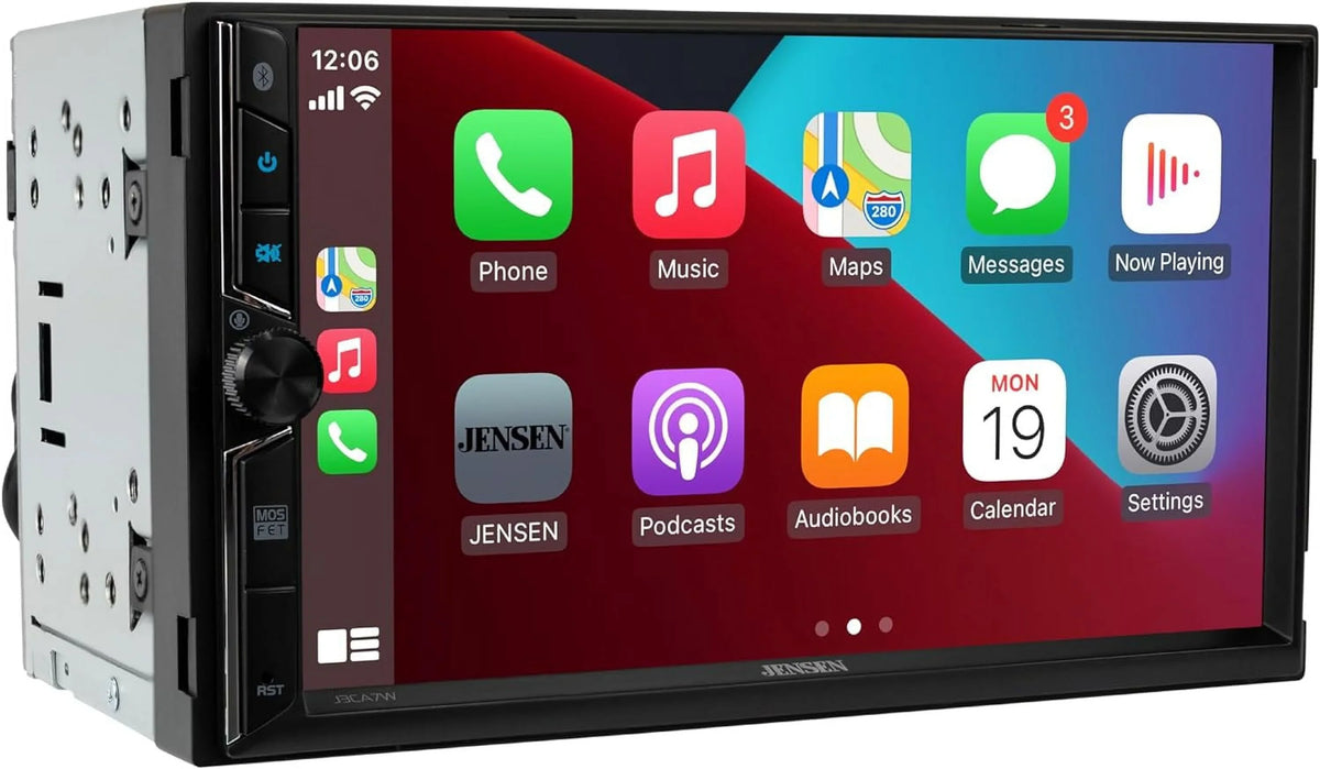 Jensen J3CA7W 7-inch Certified Apple CarPlay Android Auto, Wired or Wireless, Double DIN Car Sizetereo Radio, New