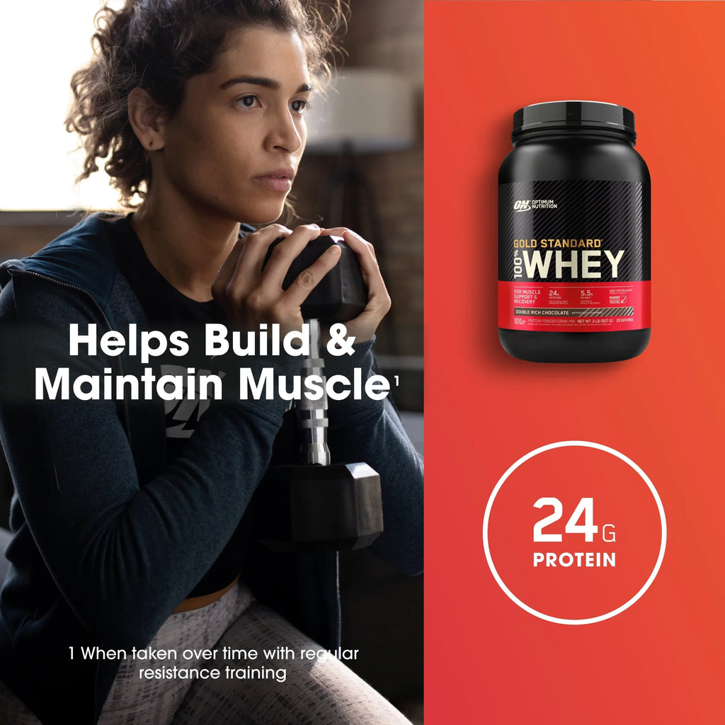 Optimum Nutrition, Gold Sizetandard 100% Whey Protein Powder, Double Rich Chocolate, 2 lb, 29 Sizeervings