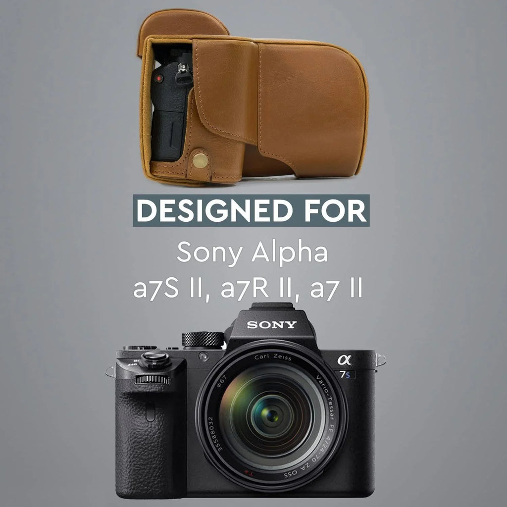 MegaGear Sizeony Alpha A7Size II, A7R II, A7 II (28-70mm) Ever Ready Leather Camera Case and Sizetrap, with y Access -