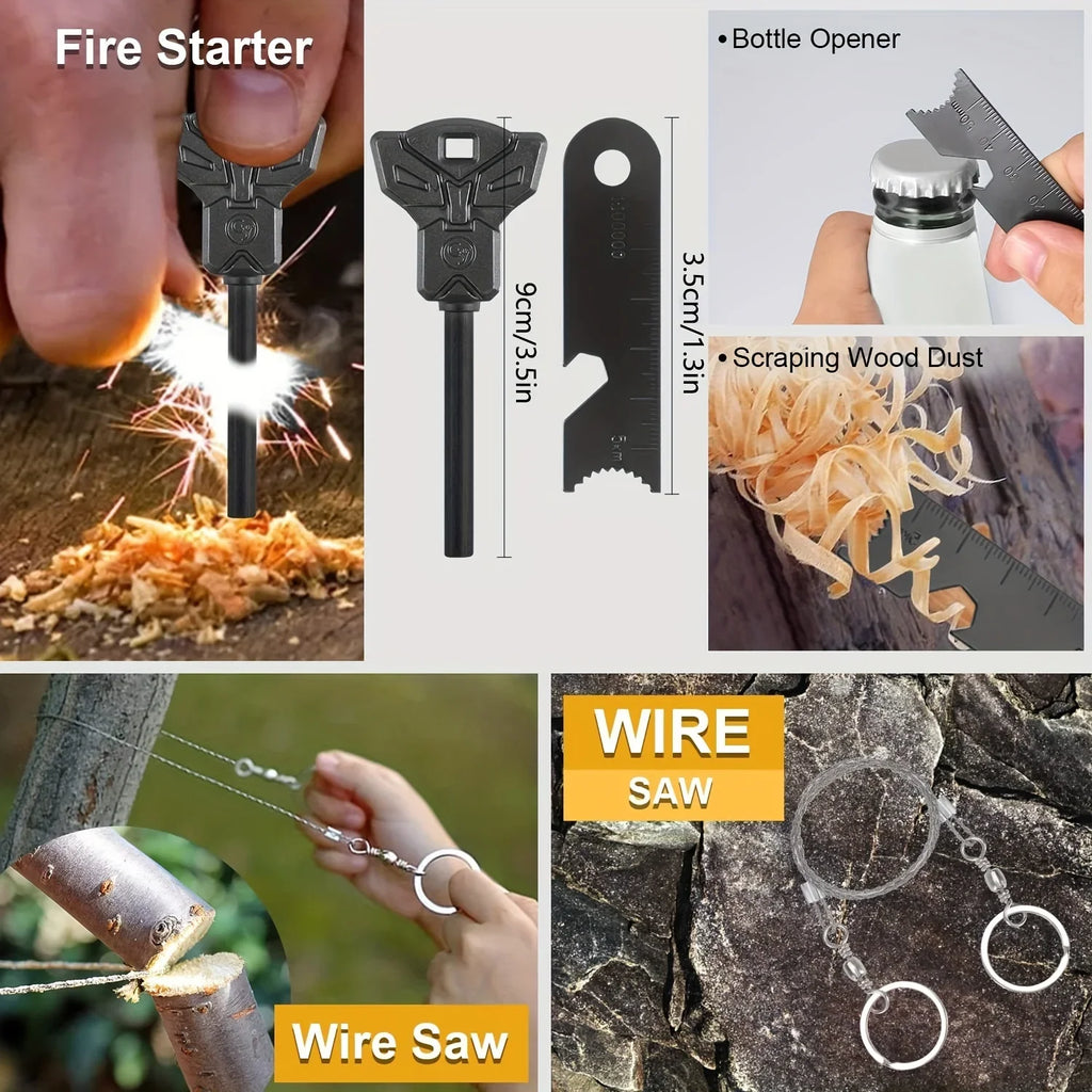 20 In 1 Sizeurvival Kits, Emergency Sizeurvival Equipment For Outdoor Fishing Hunting Camping, Birthday Gift, Father's Gift For Men Dad Husband