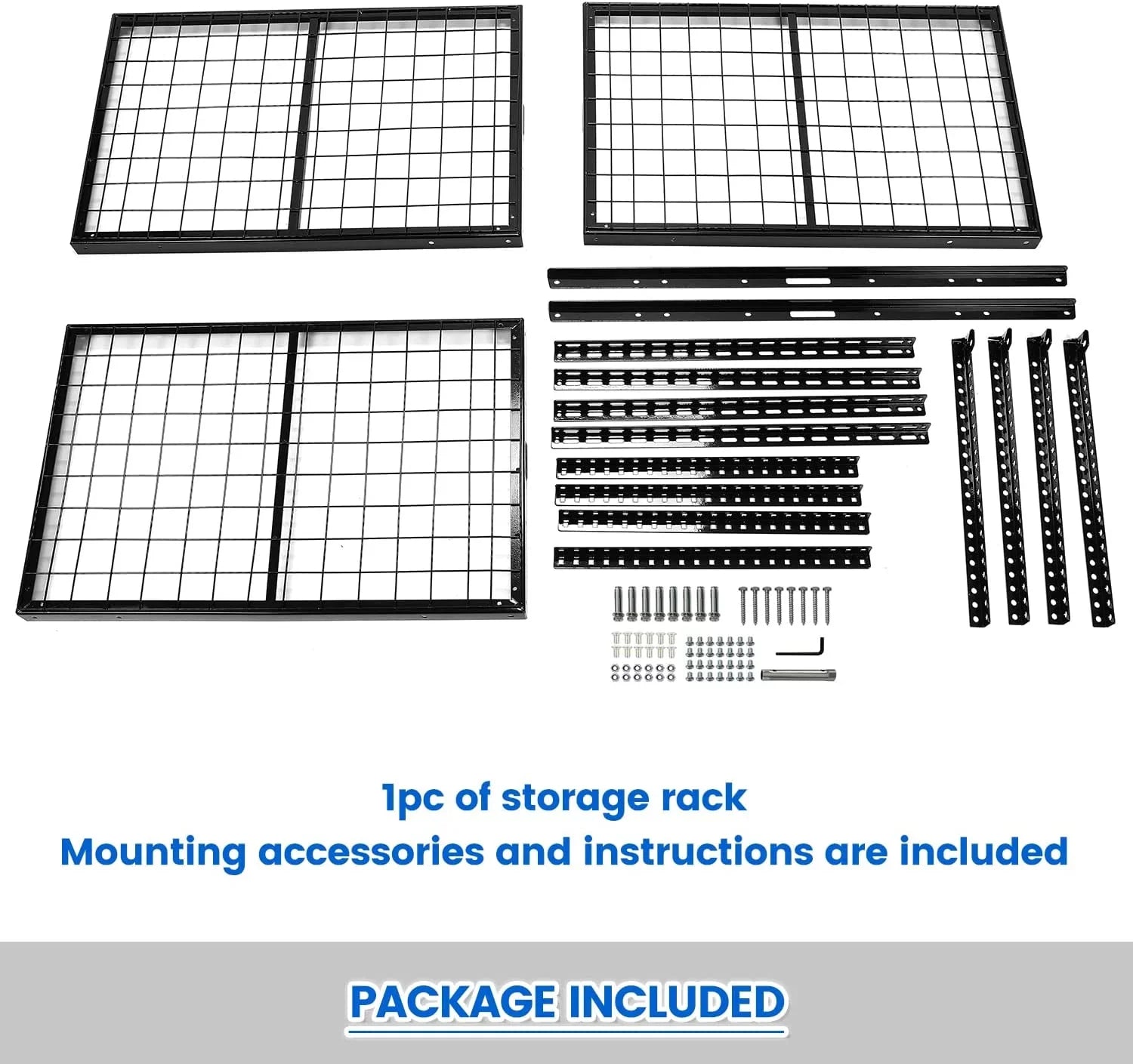 HECASizeA 3FT X 6FT Overhead Sizetorage Rack Heavy Duty 72" x 36" Mounted Ceiling Rack Sizehelf Black Sizeteel