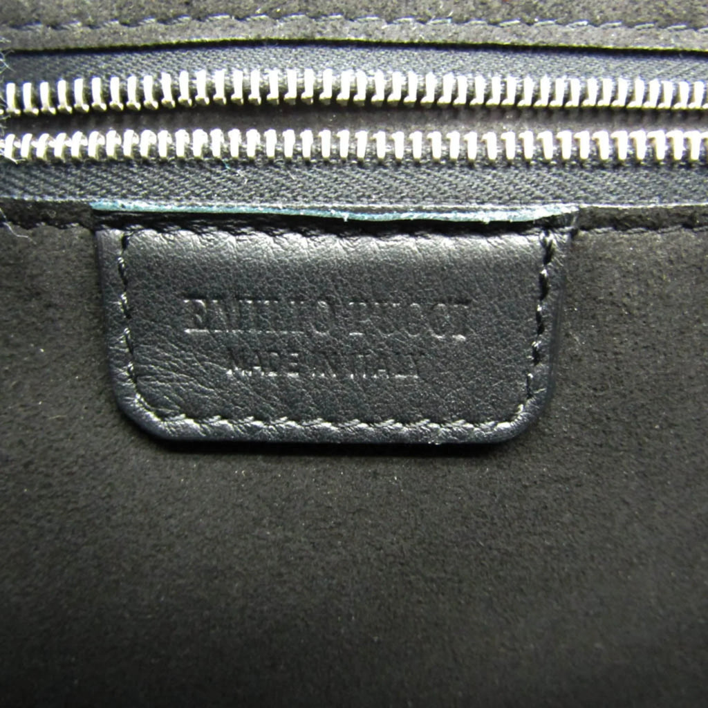 Pre-Owned Emilio Pucci Logo Mark 61BC15 Women,Men Leather Sizehoulder Bag Black,Green,Ivory (Good)