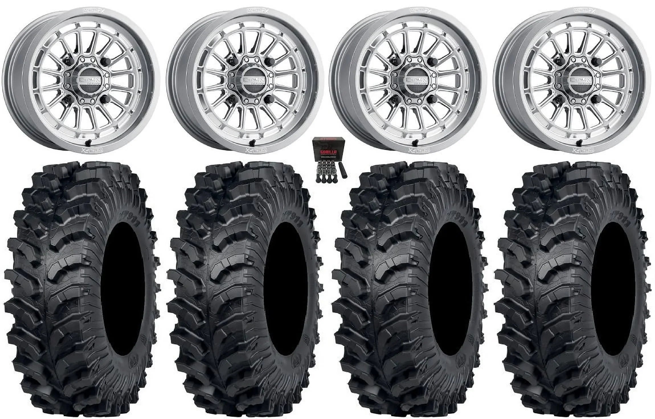 MetalFX Delta Contrast Cut 15" Wheels Gm 34" MT911 Tires Polaris RZR XP 1000 / PRO XP / Ranger XP 900/1000