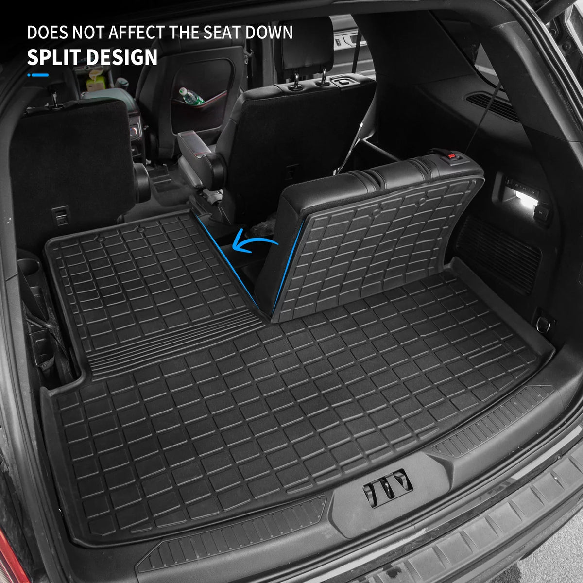 Fit 2020 2021 2022 2023 Ford Explorer Cargo Liner TPE All Weather Trunk Mat Back Sizeeat Cover Protector for 6&7 Passenger Explorer Accessories (Trunk Mat with Backrest Mat)