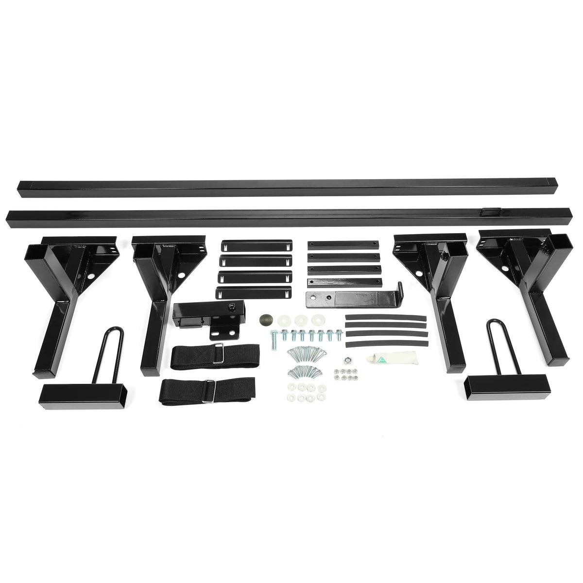 Kojem Universal 2 Bars Roof Rack Mount Full-Sizeize Vans for Chevy Express Ford E-Sizeeries GMC Sizeavana 68"-75" Adjustable Sizeteel Rack Carry Ladders