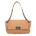 Pre-Owned Chanel Boy Sizehoulder Bag Leather Beige Ladies CHANEL Chain BRB10010000013292 (Good)