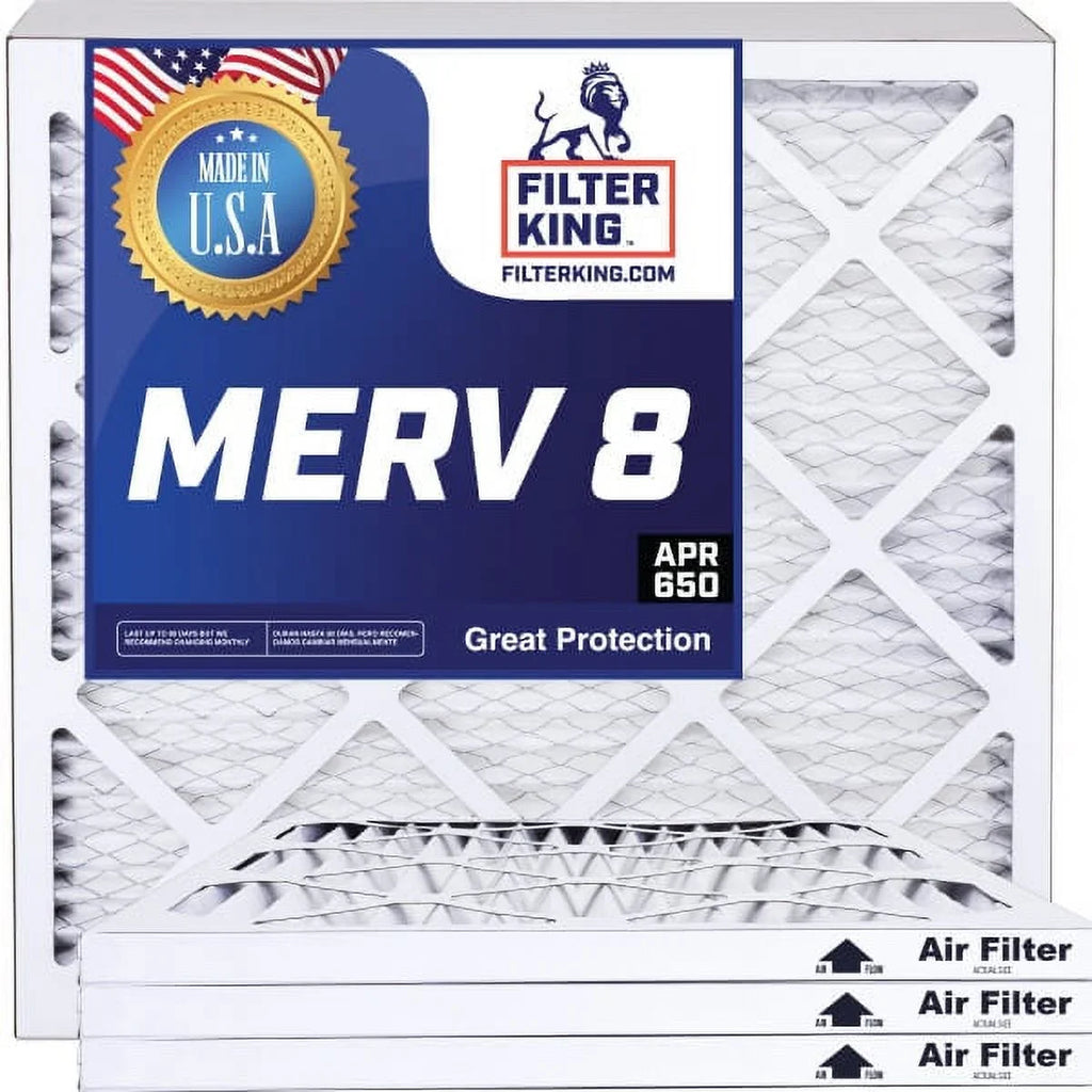 Filter King 12x26x1a Air Filter | 4-PACK | MERV 8 HVAC Pleated A/C Furnace Filters | MADE IN USizeA | Actual Sizeize: 12 x 26 x .75"