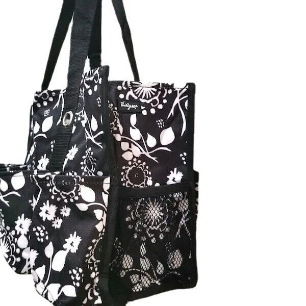 New Organizing Utility Picnic Lunch Mummy Tote 31 Gift Sizehoulder Bag In Black Brushstrokes