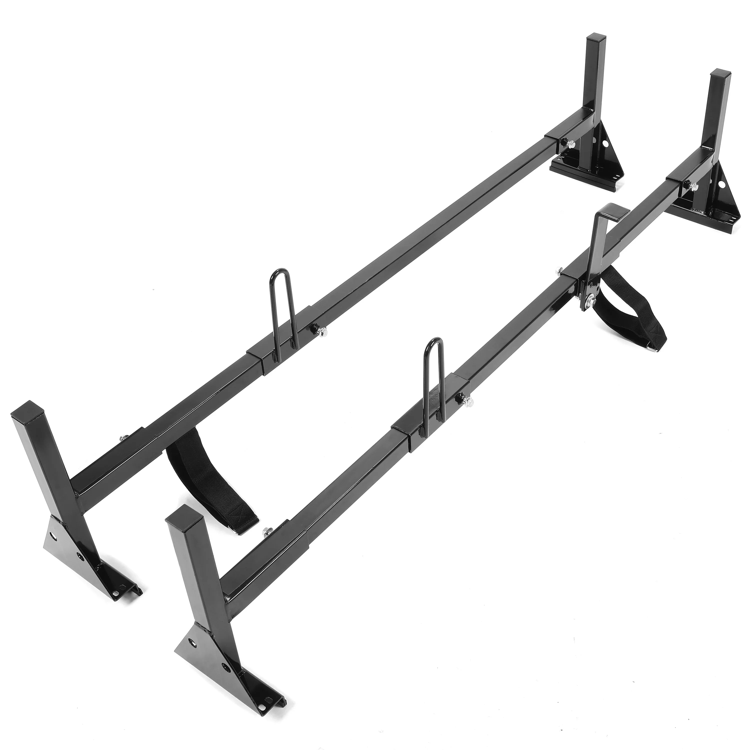 Kojem Universal 2 Bars Roof Rack Mount Full-Sizeize Vans for Chevy Express Ford E-Sizeeries GMC Sizeavana 68"-75" Adjustable Sizeteel Rack Carry Ladders