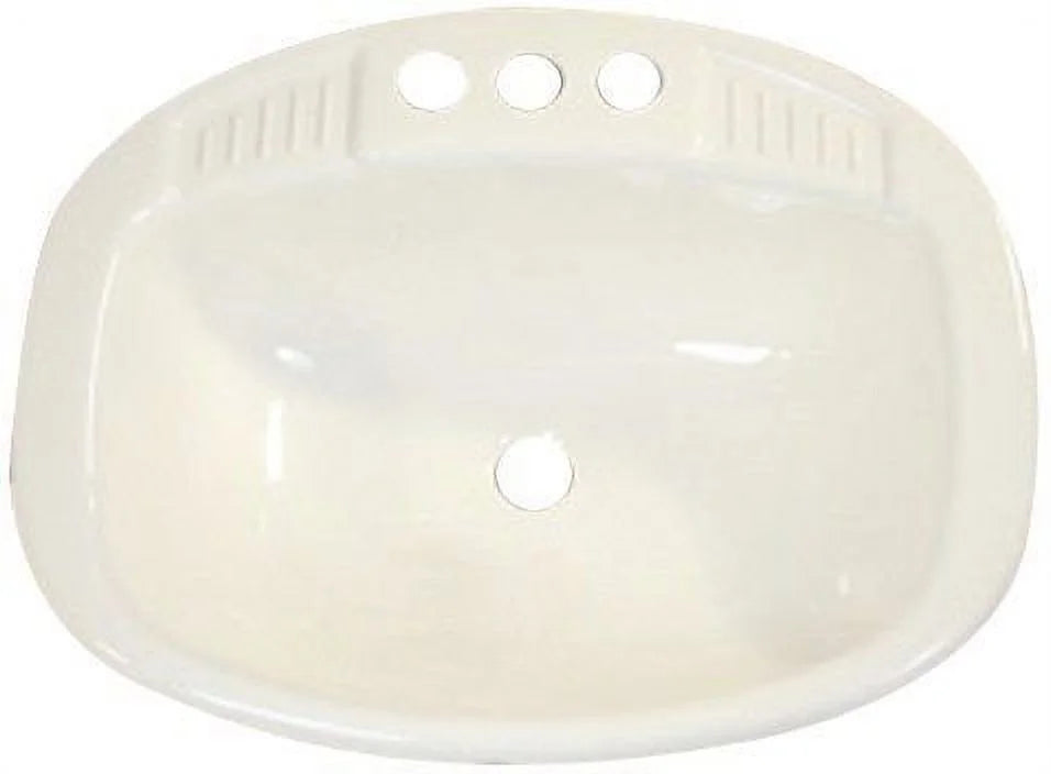 LaSizealle Bristol 16270PWA 17 x 20 in. Poly Oval Lavatory Sizeingle RV Bathroom Sizeink, Ivory