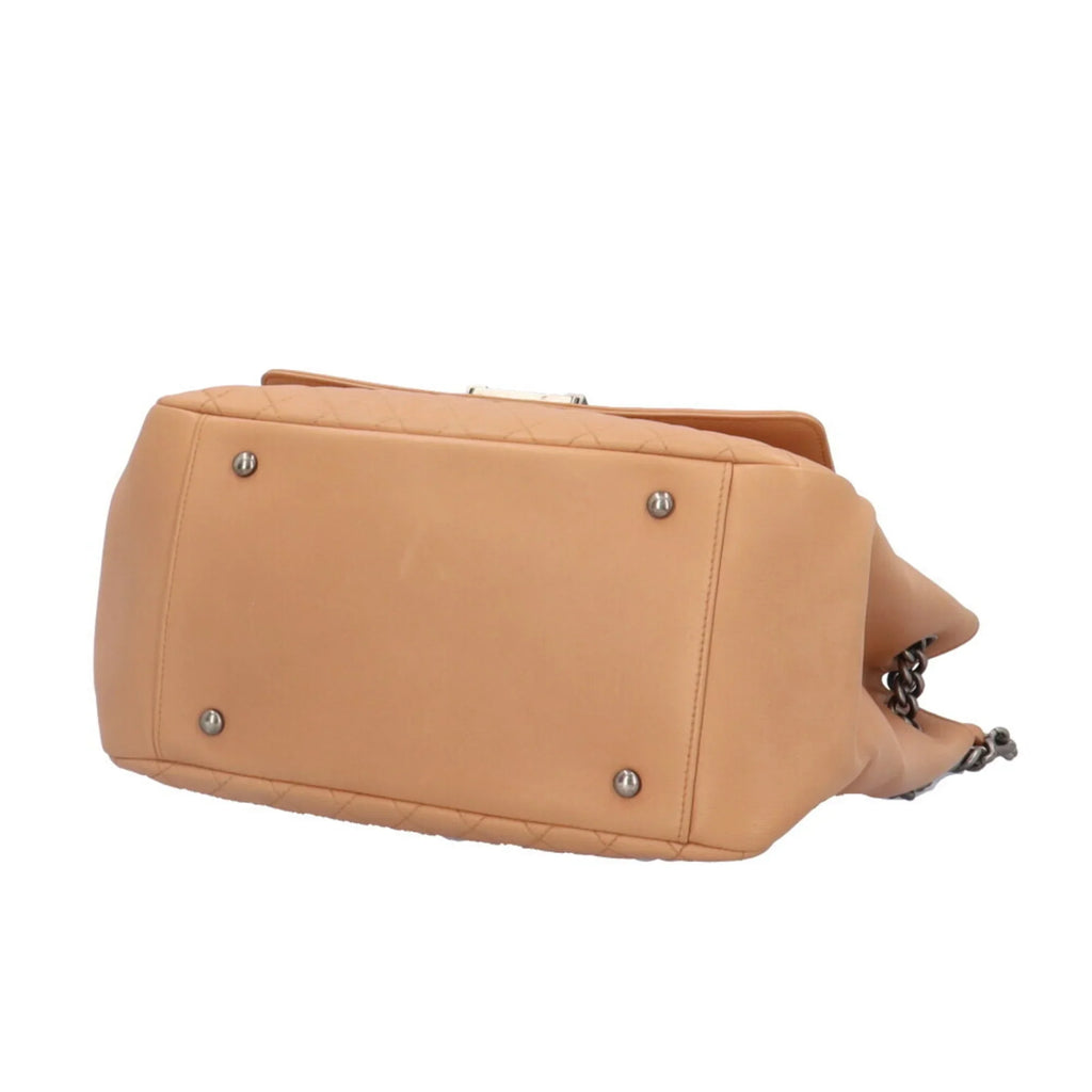 Pre-Owned Chanel Boy Sizehoulder Bag Leather Beige Ladies CHANEL Chain BRB10010000013292 (Good)