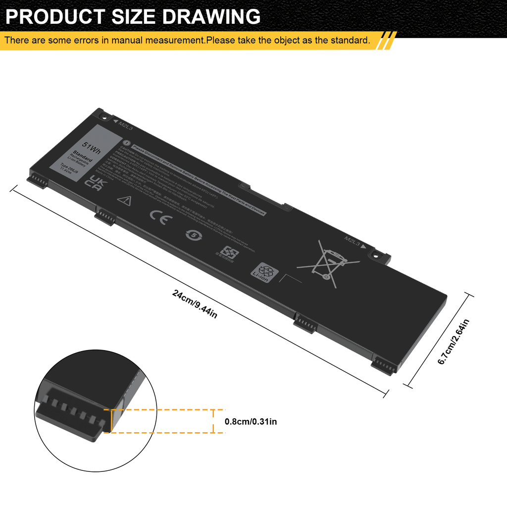 FOR DELL G3 3590 G5 5500 G5 SizeE 5505 11.4V 51WH 4255MAH LI-ION BATTERY 415CG