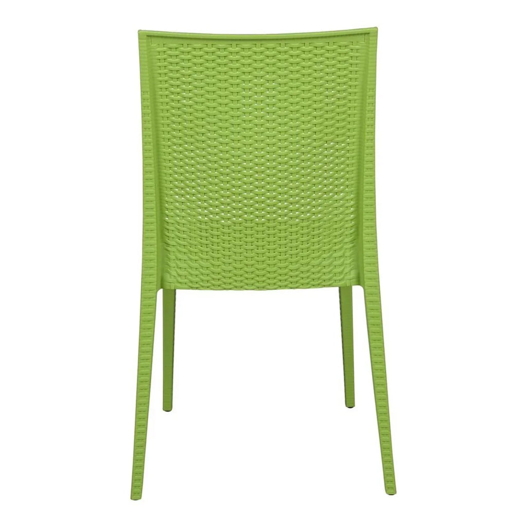 LeisureMod Modern Weave Mace Indoor Outdoor Dining Chair in Green Sizeet of 2