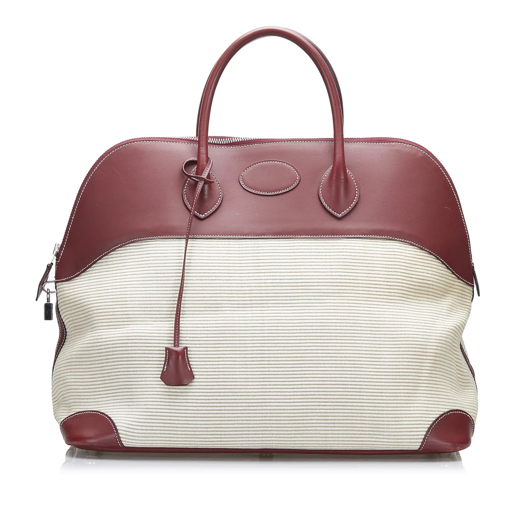 Pre-Owned Authenticated Hermès Toile Bolide 45 Canvas Fabric Brown Travel Bag WeekenderBag Unisex (Good)