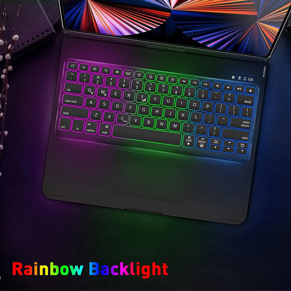 Kvago Multi-Touch Trackpad Keyboard for iPad Pro 12.9 inch Generation 5th 4th 3rd Gen 2022 Backlight Keyboard 360 Rotatable Case, Black