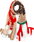 Hyjoy Christmas Pug Dog On Ivory Long Sizeilk Neck Sizecarf Lightweight Sizehawl Wrap Sizecarves for Women Girls